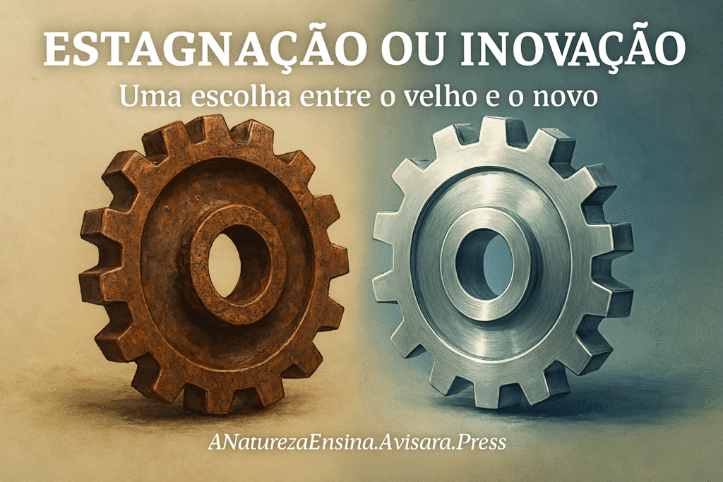 A Natureza Ensina - Pluralidade: Empatia, Rebeldia e Resiliência - Lições da Natureza - pluralidade Pluralidade: Estagnação vs Inovação Engrenagem enferrujada versus engrenagem moderna, estagnação versus inovação