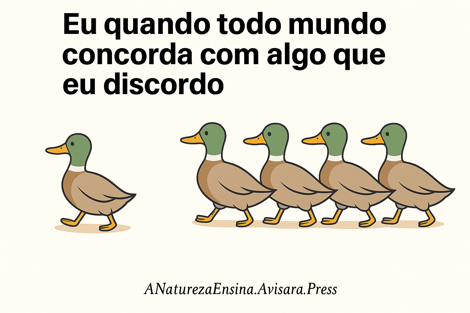 A Natureza Ensina - Superando Limites: A Sabedoria da Natureza para Transformar sua Vida, Carreira e Negócios - Lições da Natureza - Superando Limites Meme sobre manter a individualidade contra a pressão do grupo.