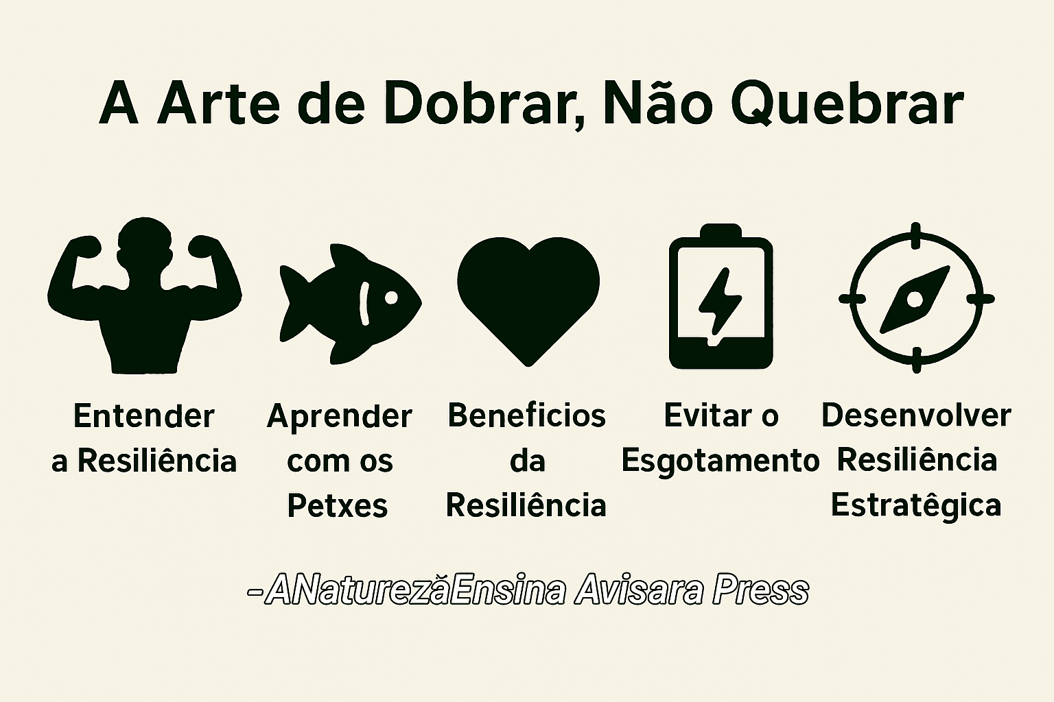 A Natureza Ensina - A Arte de Dobrar, Não Quebrar: Desenvolvendo Resiliência com a Inspiração do Peixe - Lições da Natureza - Resiliência Infográfico: A Arte de Dobrar, Não Quebrar